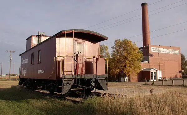 Canadian Pacific caboose at the museum and tourist information building